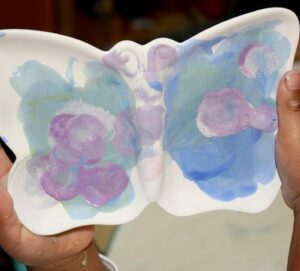 Child Painted Butterfly Pottery Plate