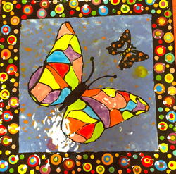 Hand Painted Creamic Butterfly Tile
